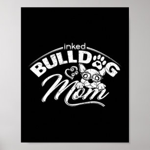 Poster Bulldog Maman Tattoos Vieux anglais Bulldog Maman