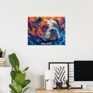 Poster Bulldog Quitter Art Chien Portrait
