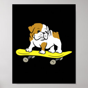 Poster Bulldog Skateboard Chien Patineur Bulldog