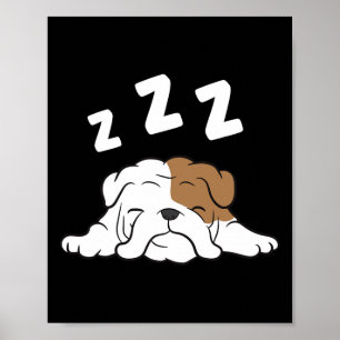 Poster Bulldog Sleeping Bulldog Pyjama Amusant Bulldog