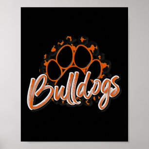 Poster Bulldogs Orange Black Cheetah School Sports Fan Te
