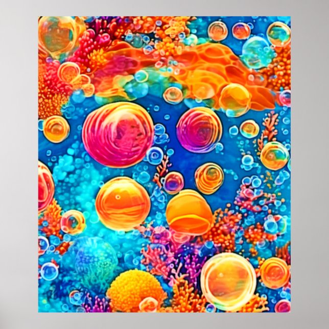 Poster Bulles colorées de la barrière de corail (Devant)