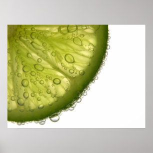 Poster Bulles de tranches de chaux Imprimantes de la phot