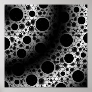 Poster Bulles d'espace tachetées - Blanc/Noir