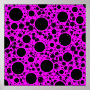 Poster Bulles d'espace tachetées - Rose