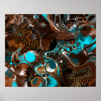 Bulles en marbre Brown et bleu Art fluides