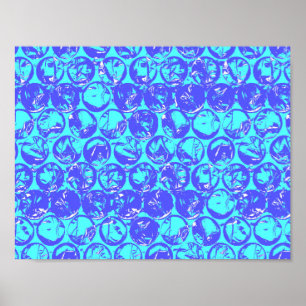 Poster Bulles en plastique de pop art bleu