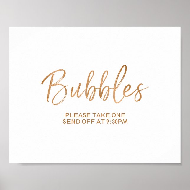 Poster Bulles Envoyer 8x10 Rose or Mariage Connexion (Devant)
