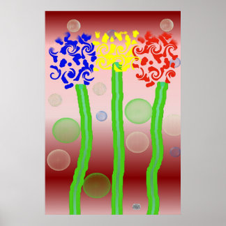 Poster Bulles et fleurs