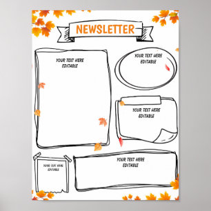 Poster Bulletin scolaire d'automne modèle modifiable