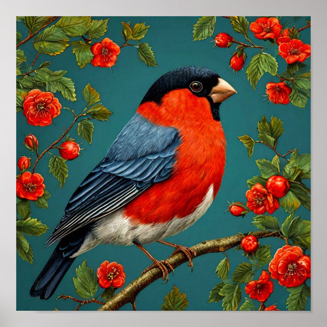 Poster Bullfinch sur un arbre (Devant)