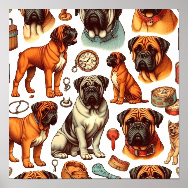 Poster Bullmastiff rétro (Devant)
