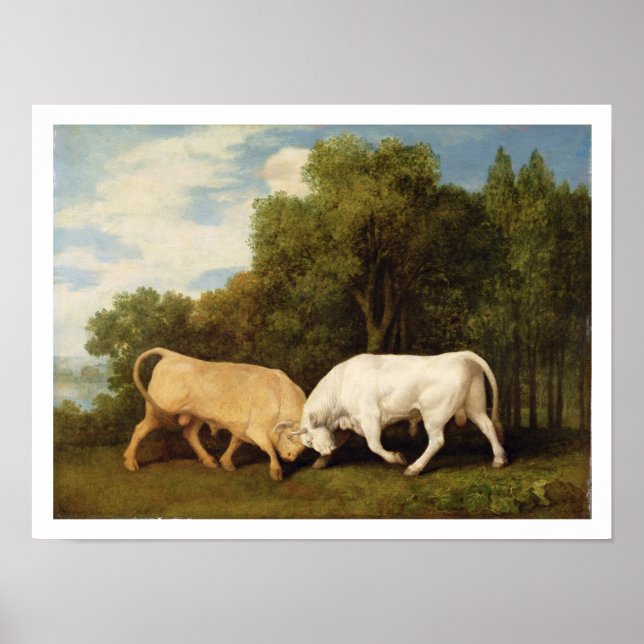 Poster Bulls Fighting, 1786 (huile sur panneau) (Devant)