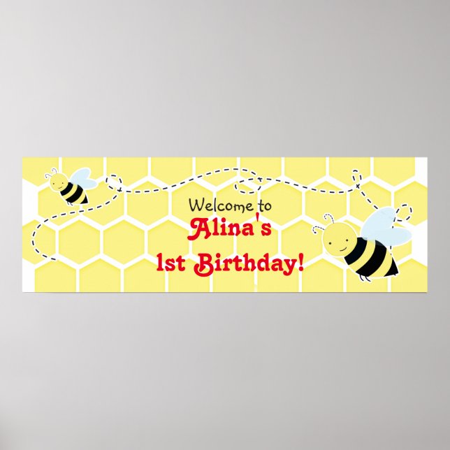 Poster Bumble Bee Baby shower Anniversaire (Devant)