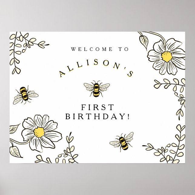 Poster Bumble Bee Welcome for Bumble Bee Birthday (Devant)