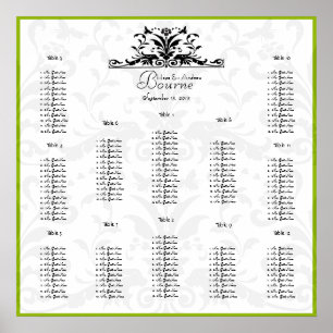 Poster Bumble vert Bee Damask-vous choisissez la couleur 