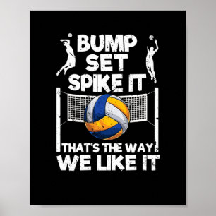 Poster Bump Set Spike It Funny Volleyball Joueur