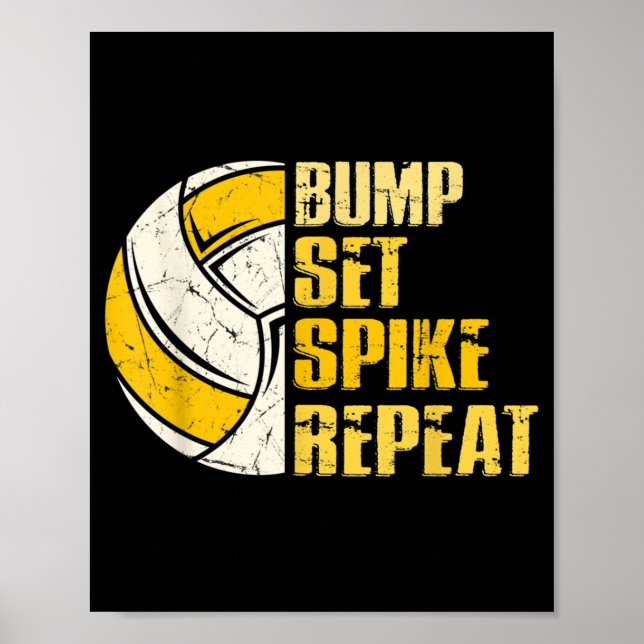 Poster Bump Set Spike Répéter Volleyball Fun (Devant)