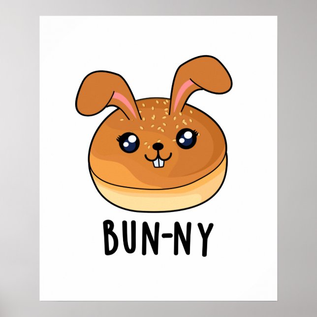 Poster Bun-ny Funny Lapin Lapin Bun Pun (Devant)