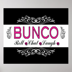 Poster Bunco, Rouleau, Conversation, Rire en rose, noir e