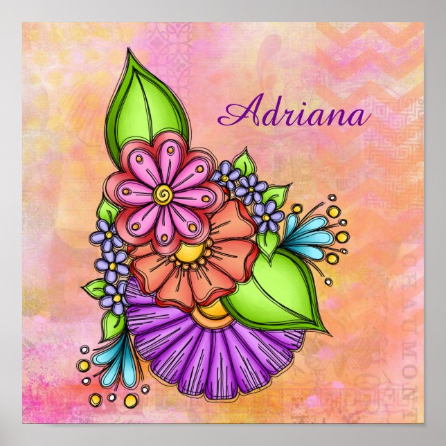 Poster Bundle coloré Doodle Flower (Devant)