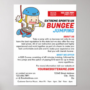 Poster Bunjee Cartoon - Bungee Jumping Course Publicité