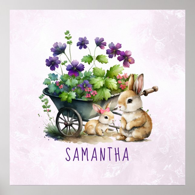 Poster Bunnies Cute Personnalisées Fille Pâques (Devant)