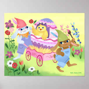 Poster Bunnies de Pâques et art Chocolat Imprimer