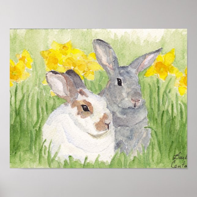 Poster Bunnies Springtime en fleurs (Devant)