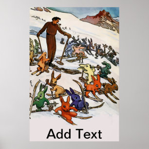 Poster Bunnies vintages de neige