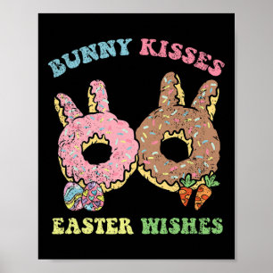 Poster Bunny Baisers Pâques Souhaits Lapin Donut chasse a