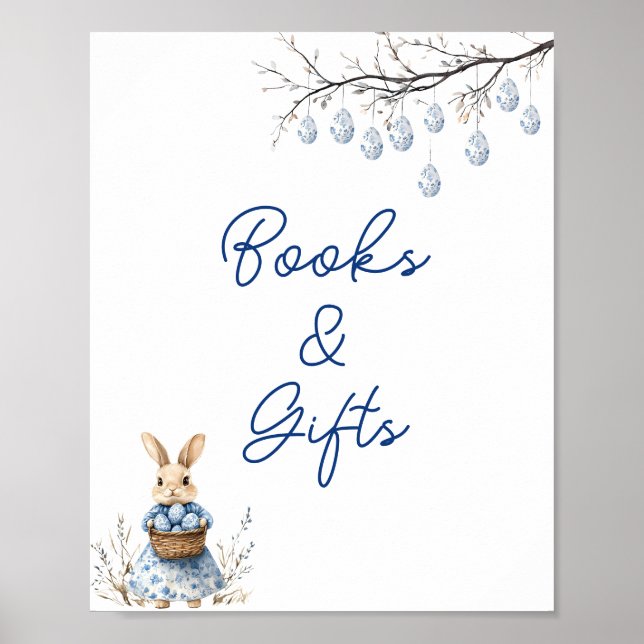 Poster Bunny de Pâques Chinoiserie Baby shower Livres & C (Devant)