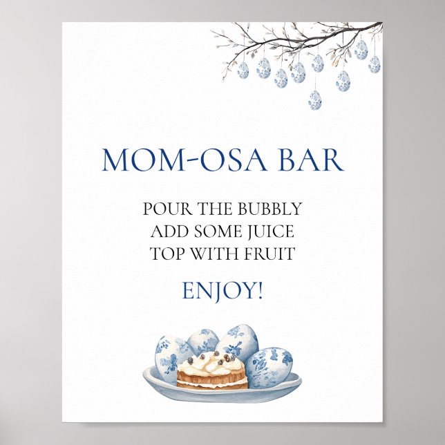 Poster Bunny de Pâques Chinoiserie Baby shower Mom-osa Ba (Devant)