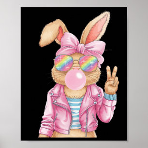 Poster Bunny de Pâques soufflant bulle Happy Bunny de Pâq