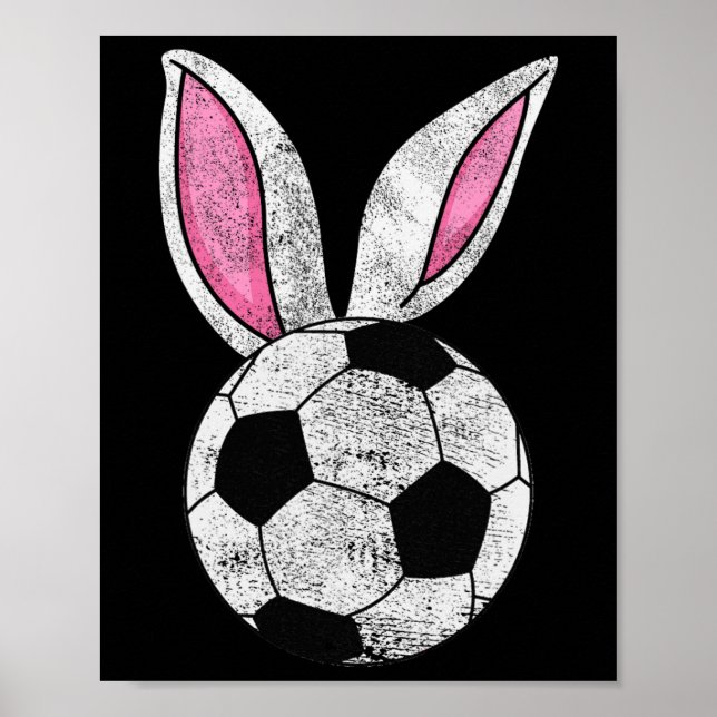 Poster Bunny Ears Football Joyeux Garçons de Pâques Fille (Devant)