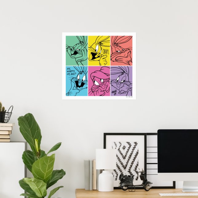 Poster BUNNY™ - Expressions de blocs de couleur (Bureau à domicile)