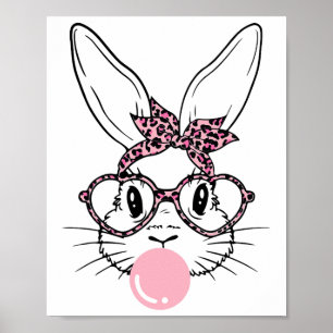 Poster Bunny Face Leopard Gles Bubblegum Fille de Pâques