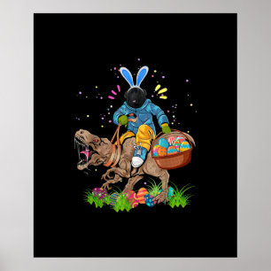 Poster Bunny Newfoundland Dog équitation Dinosaure Pâques