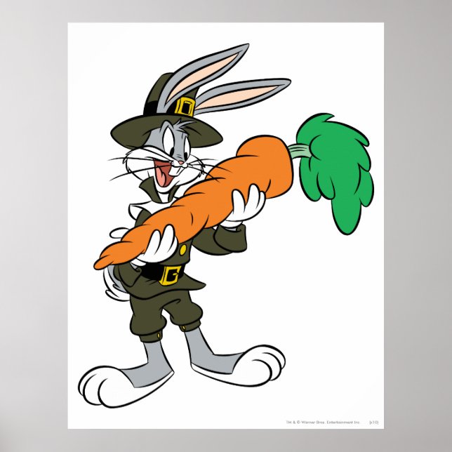 Poster BUNNY™ Pilgrim Thanksgiving Carrot (Devant)