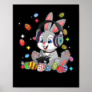 Poster Bunny Rabbit Jouer Joyeux Jeu de Pâques Garçon Gir