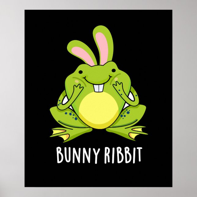 Poster Bunny Ribbit Funky Rabbit Frog Pun Dark BG (Devant)