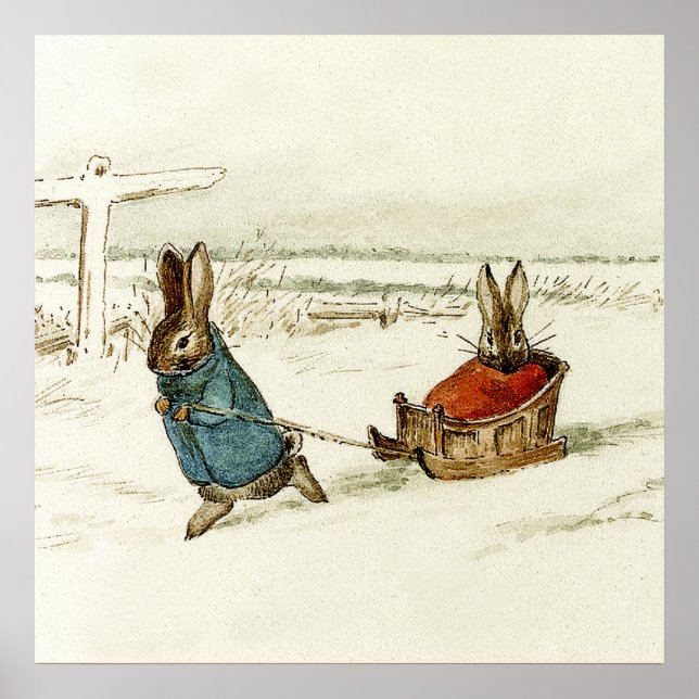Poster "Bunny Sleigh Ride" par Beatrix Potter (Devant)