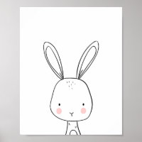 Bunny Woodland Animal Nurserart noir et blanc