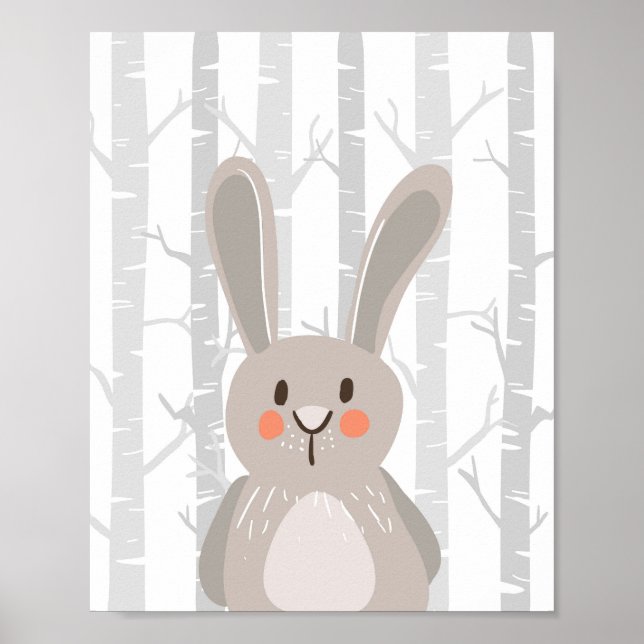 Poster Bunny Woodland Animal Nursering Mur Art Imprimer (Devant)
