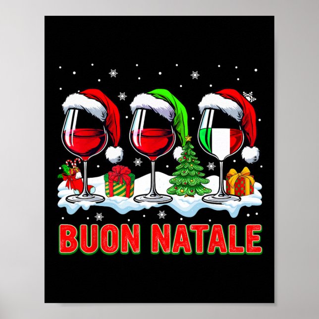 Poster Buon natale joyeux noël italien trois père Noël wi (Devant)