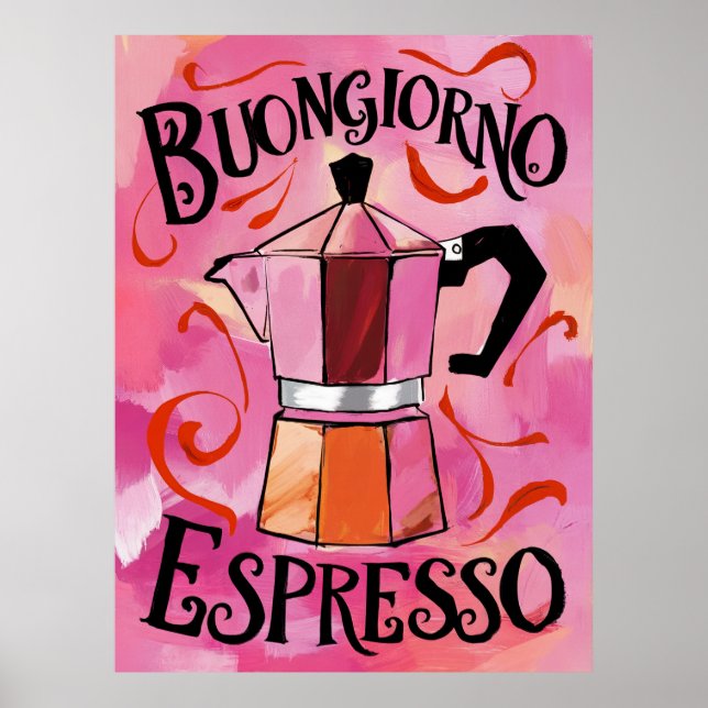 Poster Buongiorno Espresso Italien Moka Coffee Art (Devant)
