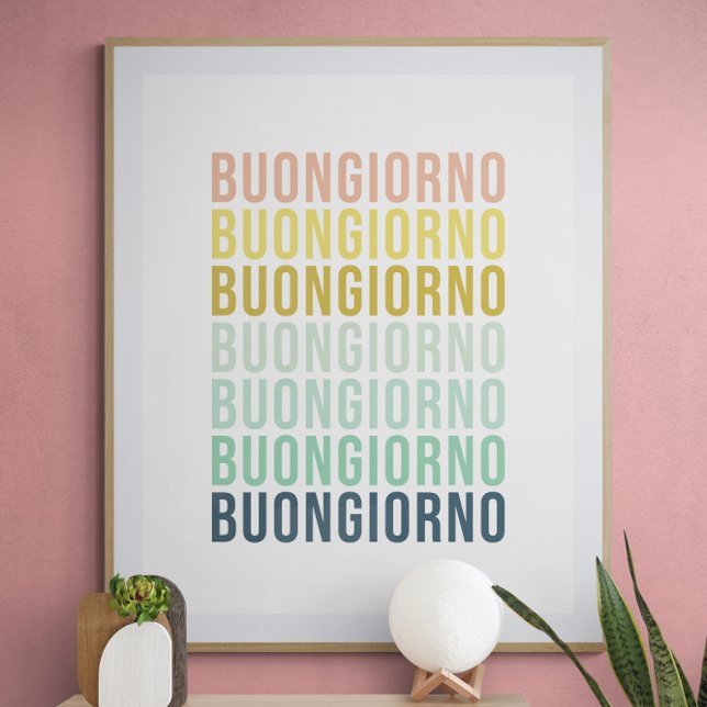 Poster Buongiorno Italien Bonjour Typographie Mignonne Co (Créateur téléchargé)
