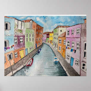 Poster Burano Venice Bright coloured houses