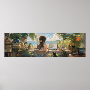 Poster Bureau d'animation en bord de mer - Ultra large