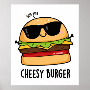 Poster Burger au fromage blagues drôles sur la nourriture